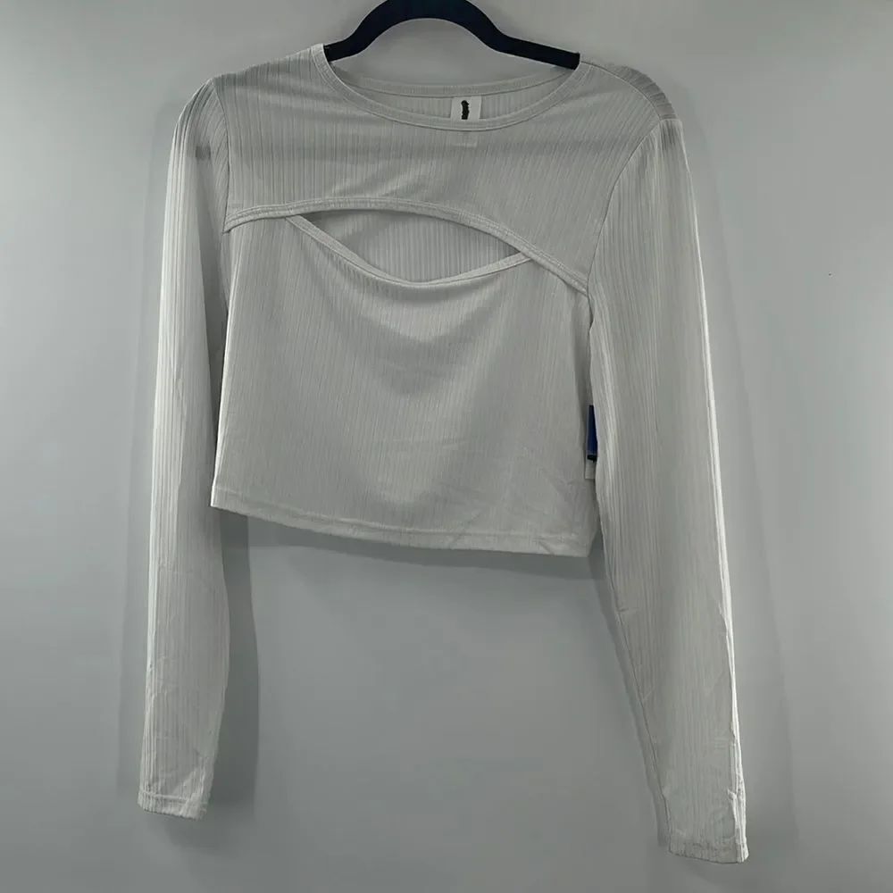 3For$20 Abound White Shimmer Crop Longsleeve size Large